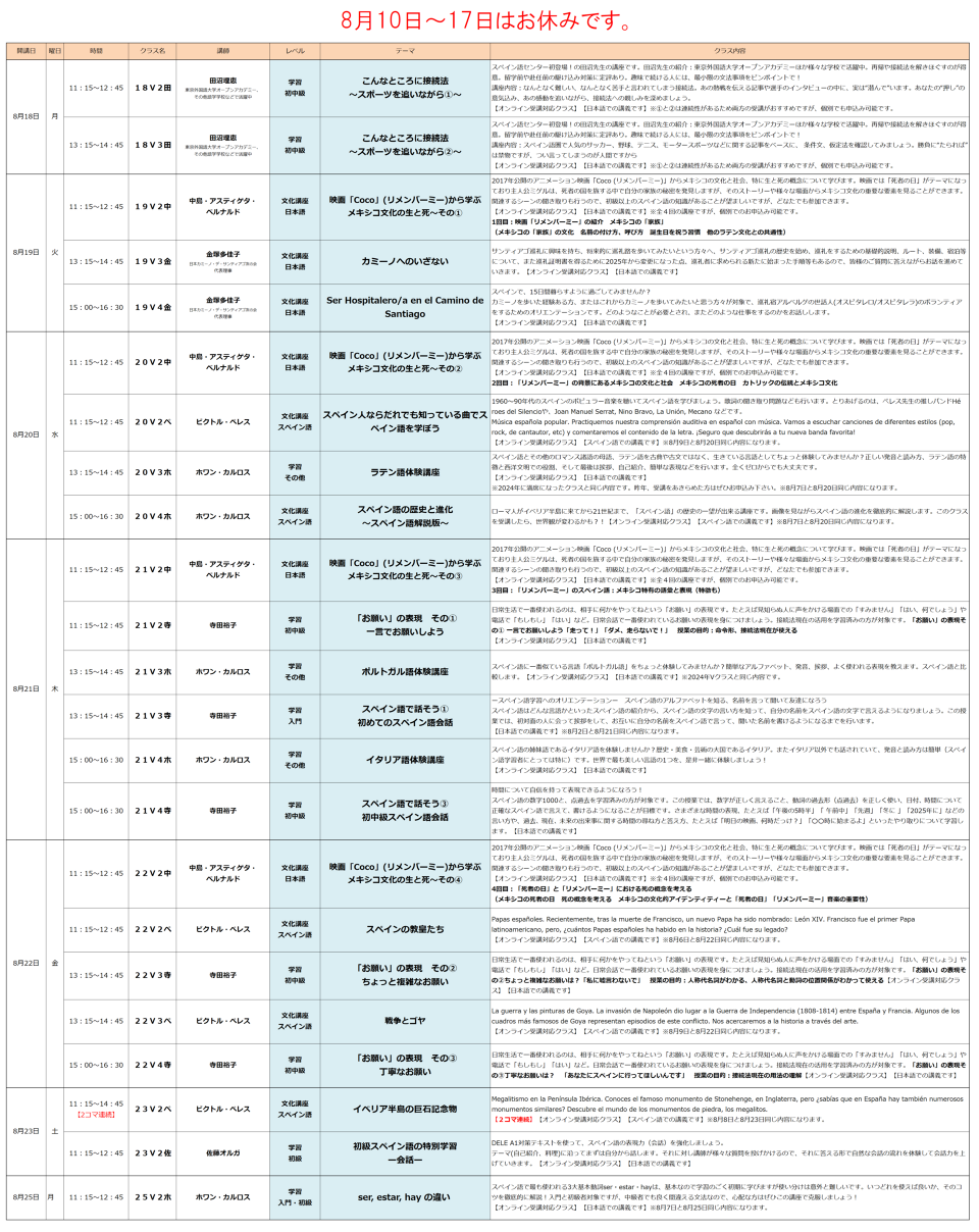 2024Vクラス開講クラス 2024Vクラス開講クラス